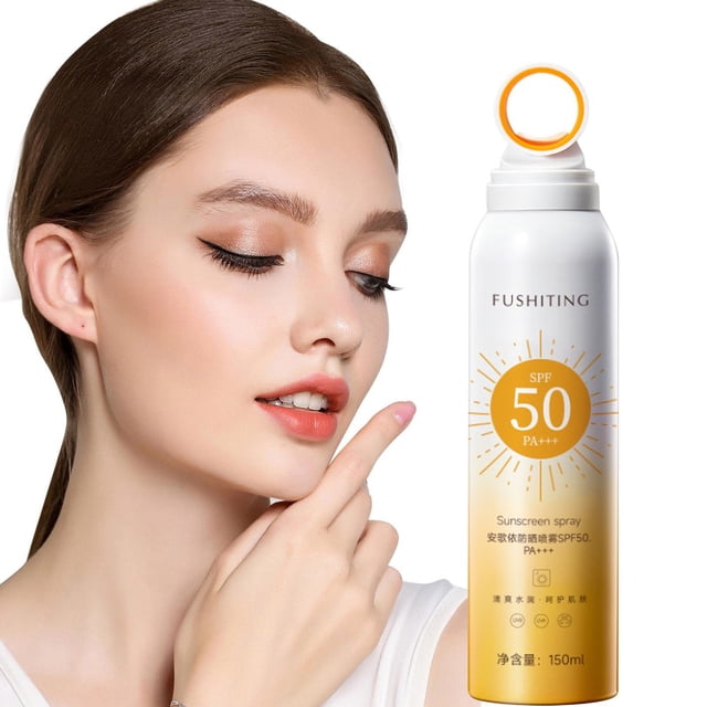 Protector solar en aerosol Anti-UV, corrector blanqueador de pequeña apertura, protector solar resistente al agua, antisudor, protector solar de cuerpo completo SPF50+ 150ml