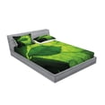 thumbnail image 2 of Ambesonne Green Fitted Sheet & Pillow Sham Set, Brazilian Tree Leaf Eco, Full, Olive and Dark Green, 2 of 2