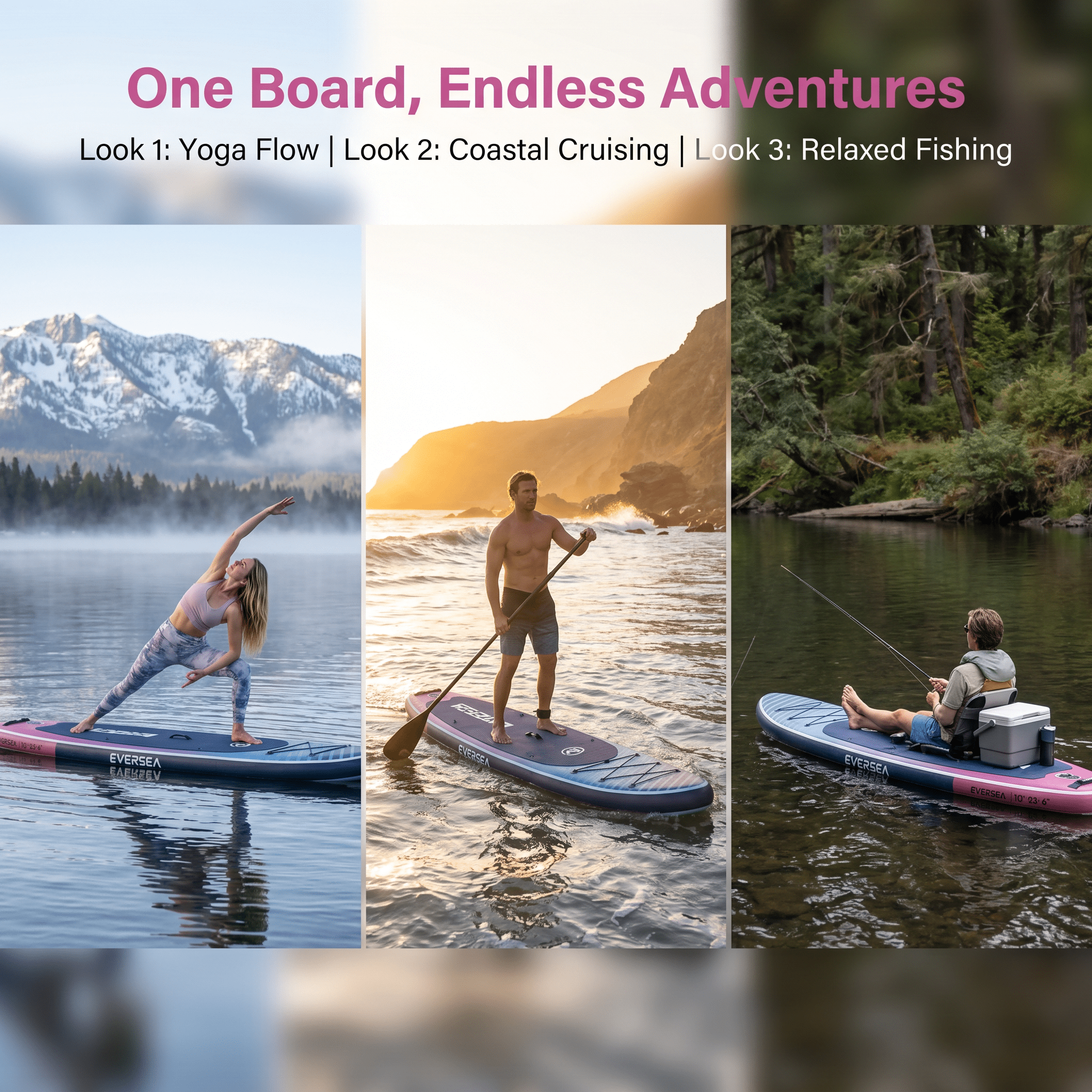 Rayocon Inflatable Paddle Board for Adults, 10' Stand Up SUP Board, Lightweight All-Around Paddle Board with Non-Slip EVA Deck for Youth & Adults