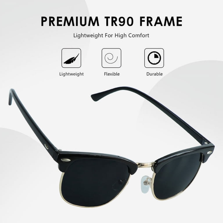 ROUND POLARIZED SUNGLASSES FOR WOMEN - UV400 PROTECTION, LIGHTWEIGHT BLK/GLD Amazon.com: WearMe Pro Round Polarized Sunglasses for Women  main image 4