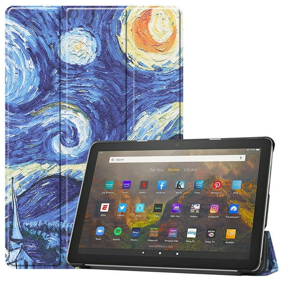Case for All-New Fire HD 10 & HD 10 Plus Tablet (11th Generation, 2021 Release), Slim Lightweight Faux Leather Smart Trifold Stand Cover with Auto Wake/Sleep, Starry Night