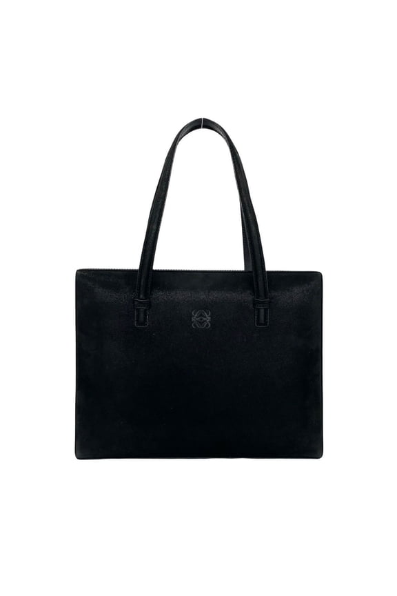 Pre-Owned LOEWE Vintage Anagram Logo Suede Leather Handbag Mini Tote Bag Black 41494