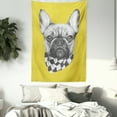 thumbnail image 3 of Bulldog Tapestry, Retro Style Demonstration of a French Breed with a Scarf Drawn by Hand, Wall Hanging for Bedroom Living Room Dorm Decor, 60W X 80L Inches, Pale Earth Yellow Grey, by Ambesonne, 3 of 5