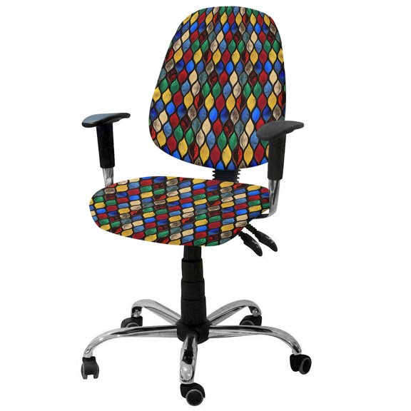 Abstract Office Chair Covers Stretchable Stained Glass Moroccan Texture Split Computer Desk Chair Cover Universal Spandex Chair Seat Covers Rotating Boss Arm Chair Slipcovers