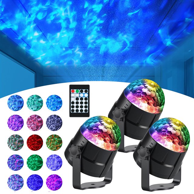 Proyector de luz acuática Preboun, 3 unidades, Ocean Wave, 15 colores