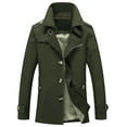 thumbnail image 2 of QHFBli Mens Trench Coat for Winter Men's Solid Color Anorak Jacket Long Sleeve Turn-Down Collar Windbreaker Coat for Autumn Army Green XXXXL, 2 of 3