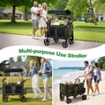 thumbnail image 4 of Vomeast Wagon Stroller for 4 Kids, 3-in-1 Outdoor Baby Stroller Wagon with Canopy, 5-Point Harness, Green, 4 of 10