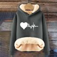 thumbnail image 4 of Njoeus Women's Casual Hoodies Winter Warm Fleece Sherpas Lined Hooded Sweatshirt Heart Printed Comfy Thick Pullover Tops Outwear Dark Gray XL, 4 of 5