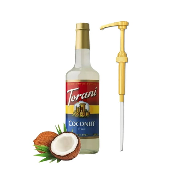 Torani Coconut Classic Flavouring Syrup, 25.4 fl oz Glass Bottle   Gold Pump
