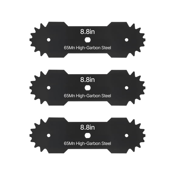 VEVOR Electric Edger Blades, 8.8-inch Length, 3-Pack Replacement Blades, 65Mn High-Carbon Steel with Electrophoretic Coating, Multi-Serrated Sharp Edge, Compatible with the VEVOR ASYTM01230 Edger