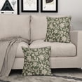 thumbnail image 5 of Dark Sage Green Floral Pillow Covers 18x18 Set of 2 Cream Vintage Flower Block Print Pattern Decorative Throw Pillowcases Outdoor Rustic Farmhouse Square Cushion Cases Decor for Home Couch Sofa Bed, 5 of 7