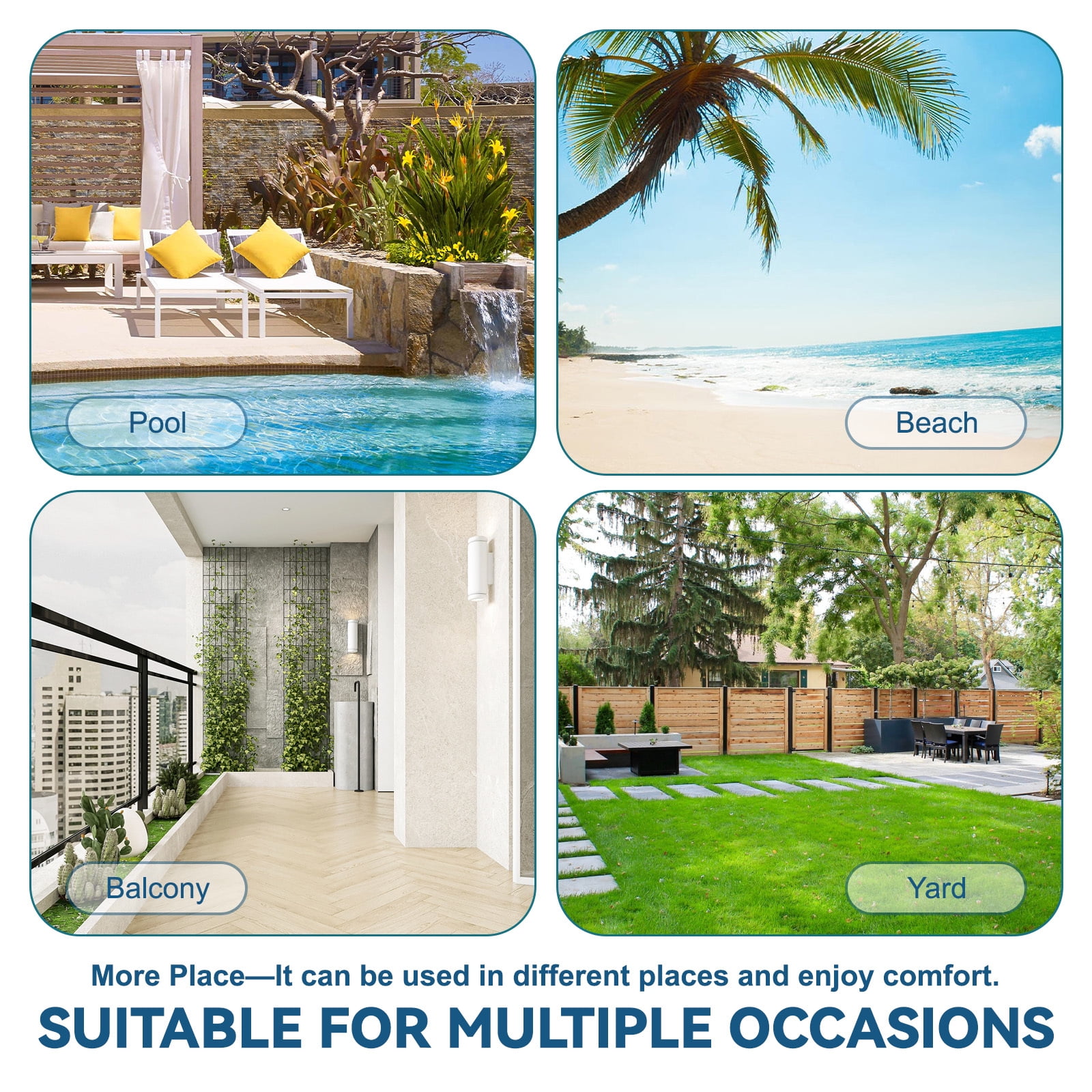 LOYALICE 6 Pieces Patio Furniture Set, HDPE Outdoor Dining Table Set with 1 Bench, 4 Chairs, Durable and Weather-Resistant for Patio, Garden and Balcony Use, Turquoise