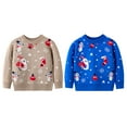 thumbnail image 3 of Christmas Snowman Printed Sweater for Baby Boys Girls, Long Sleeve Warm Knitted Pullover Knitwear Xmas Tops (Apricot), 3 of 3
