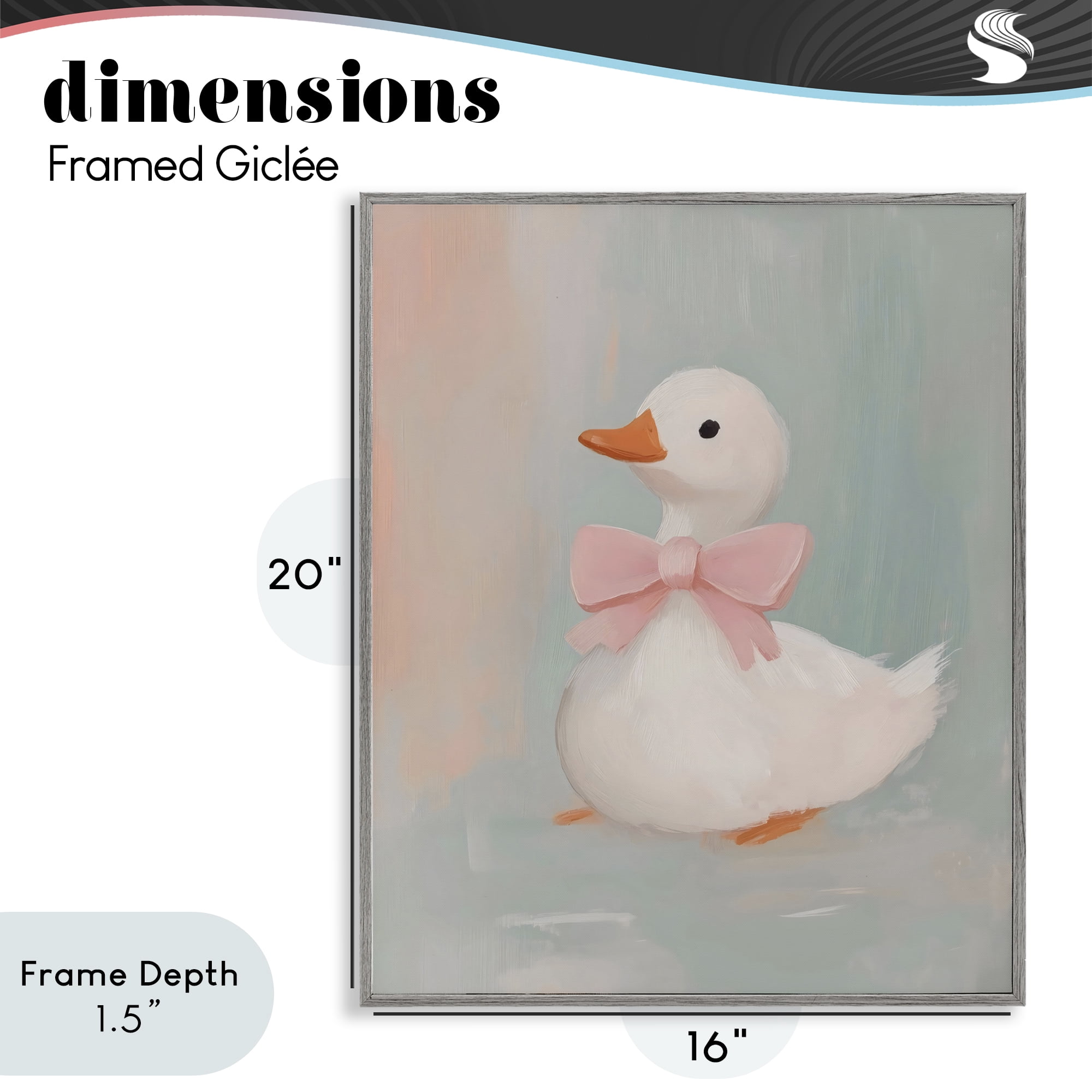 Stupell Industries Duckling Portrait with Bow Gray Framed Giclee Art, design by The Prints Vibe