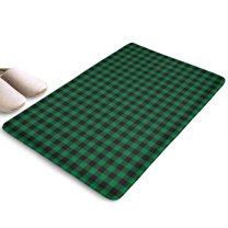 Green Black Checkerboard Checkered Flannel Non Slip Door Rugs,Washable Door Mats Indoor,Decorative Door Mats,Dirt-Resistant and Absorbent Doormat for Entrance,Bedroom,Kitchen,Bathroom,23.5"x16"