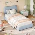 thumbnail image 1 of Qinaqin Twin Cama Frame para Velvet Upholstered cm de Alturaeadboard Cute Low-Profile Platform Girls y Boys No Caja Spring Needed Strong Profundidad Madera Slats Noise-Free Easy, 1 of 7