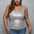 thumbnail image 2 of Liquidation! Hauts Grande Taille pour Femmes, Blouse à Manches Courtes d'Été pour Femmes, Mode Décontractée Sans Manches Unie Col Rond Blouse, 2 of 5