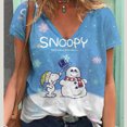 thumbnail image 3 of Camiseta de cuello en V para mujer, camiseta de moda con estampado divertido de dibujos animados de Snoopy, camiseta de manga corta de ocio para mujer, camiseta de verano 2024, 3 of 5