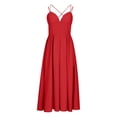 thumbnail image 4 of CHUANK Robe Maxi pour Femmes Économies Liquidation Aubaines Femmes Sans Manches Dos Nu Uni Robe à Col en V Grande Taille Été Décontractée Longues Robes Robes d'Invitée de Mariage Robe de Plage Fête Beige P, 4 of 5