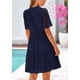 thumbnail image 2 of Vestido PRETTYGARDEN para mujer, manga corta, cuello en V, línea A, azul marino, XXL, 2 of 9