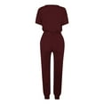 thumbnail image 5 of Meichang Summer Outfits for Women Short Sleeve Tops and Drawstring Waist Jogger Pants with Pockets Loose Fit Loungewear Sets Solid Lounge Sets, 5 of 5