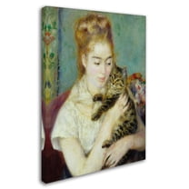 Trademark Fine Art Pierre Renoir Woman With a Cat 1875 Canvas Wall Art - 14x19
