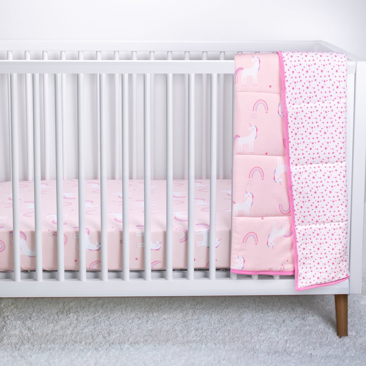 Little Star Organic Crib Bedding Set, 3 Pc, Unicorn Dreams
