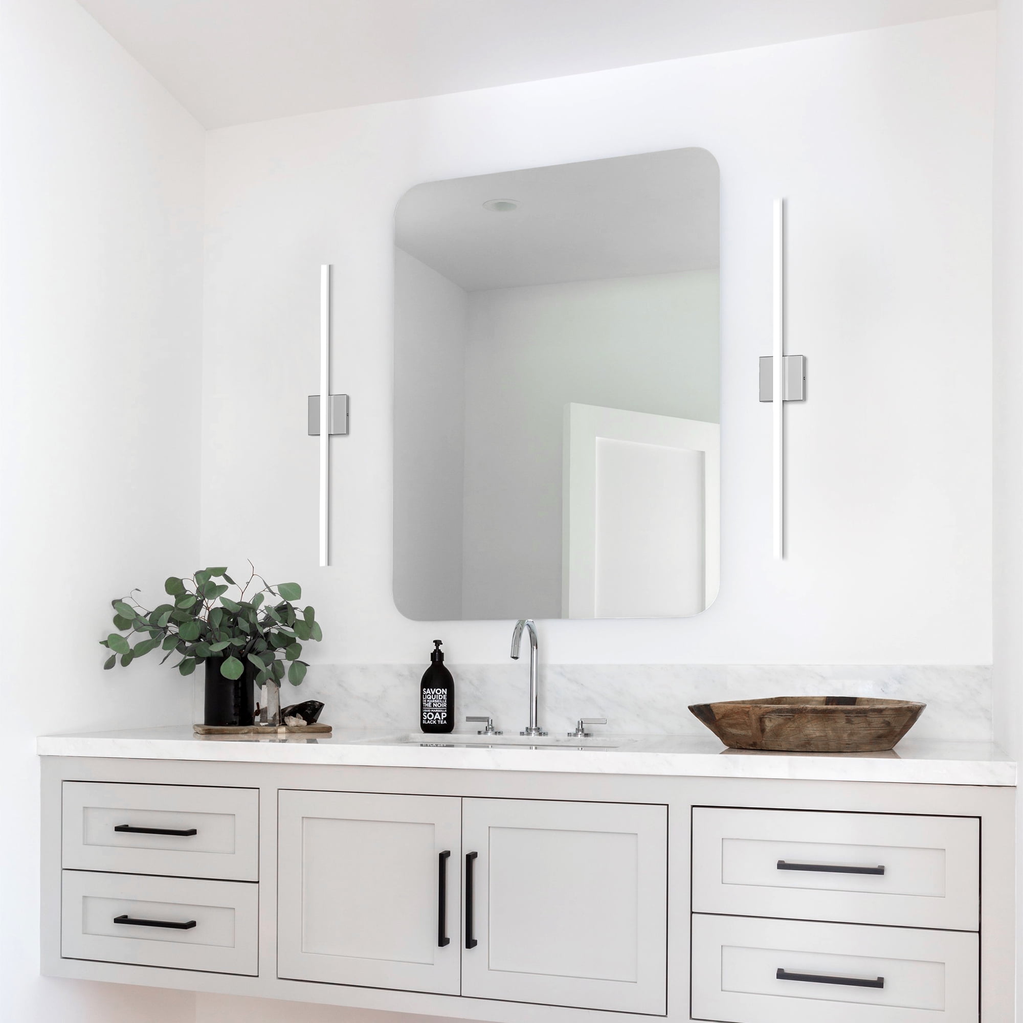 Modern Chrome LED Vanity Lights, LED Bathroom Light Fixtures Over Mirror Bathroom Wall Sconce Bar for Bathroom Mirror Cabinets Bedroom(31.50"-18W)