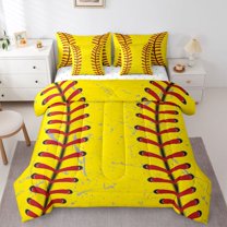 Homewish Gamer Baseball Boy 7 Pieces Bedding Comforter Set,Sport Theme Full Bedding Set Lightweight,Ball Game Fitted Sheet Flat Sheet,Super Cozy Room Decor,Reversible