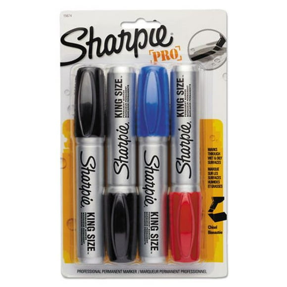 Sanford Ink 1799262 Chisel Tip King Size Markers - Blue, Red & Black - 4 per Set