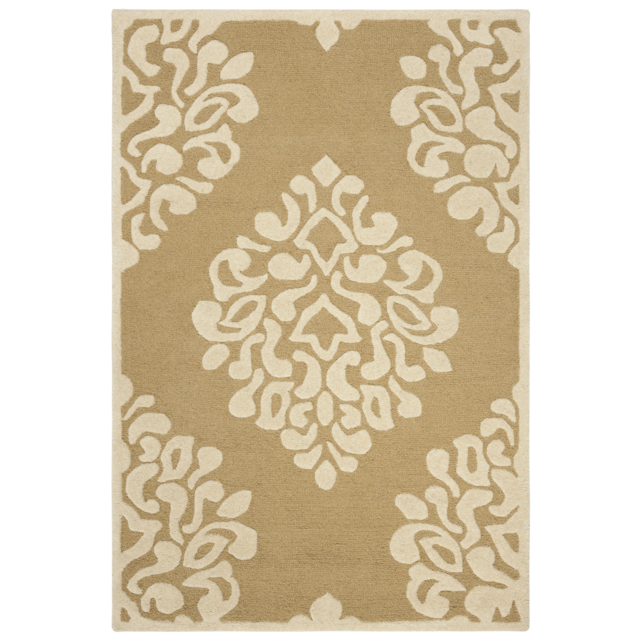 SAFAVIEH Martha Stewart Floret Damask Geometric Wool Area Rug, Dune, 4' x 6'