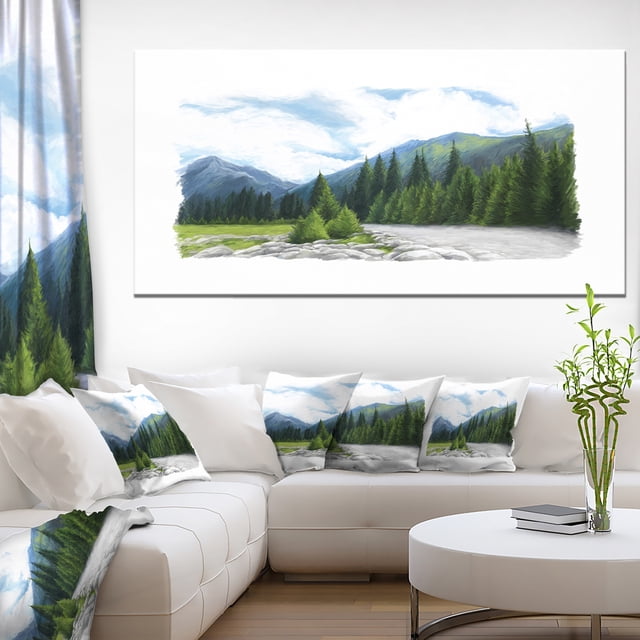 Happy Summer Pastures in Mountains - Landscape Canvas Art Print