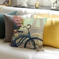 thumbnail image 3 of BANET Paris Throw Pillow Covers Blue Red Bike Flower Pillow Cases with Eiffel&nbsp;Tower Stamp Letters Pattern Wedding Decorations Cushion Cover 24x24in, 3 of 5