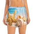 thumbnail image 4 of Lsque Beach Starfish Shell Printed Women's Running Shorts with Liner Pockets,Elastic Quick Dry Workout Athletic Gym Yoga Shorts,Womens High Waist Shorts-Large, 4 of 9