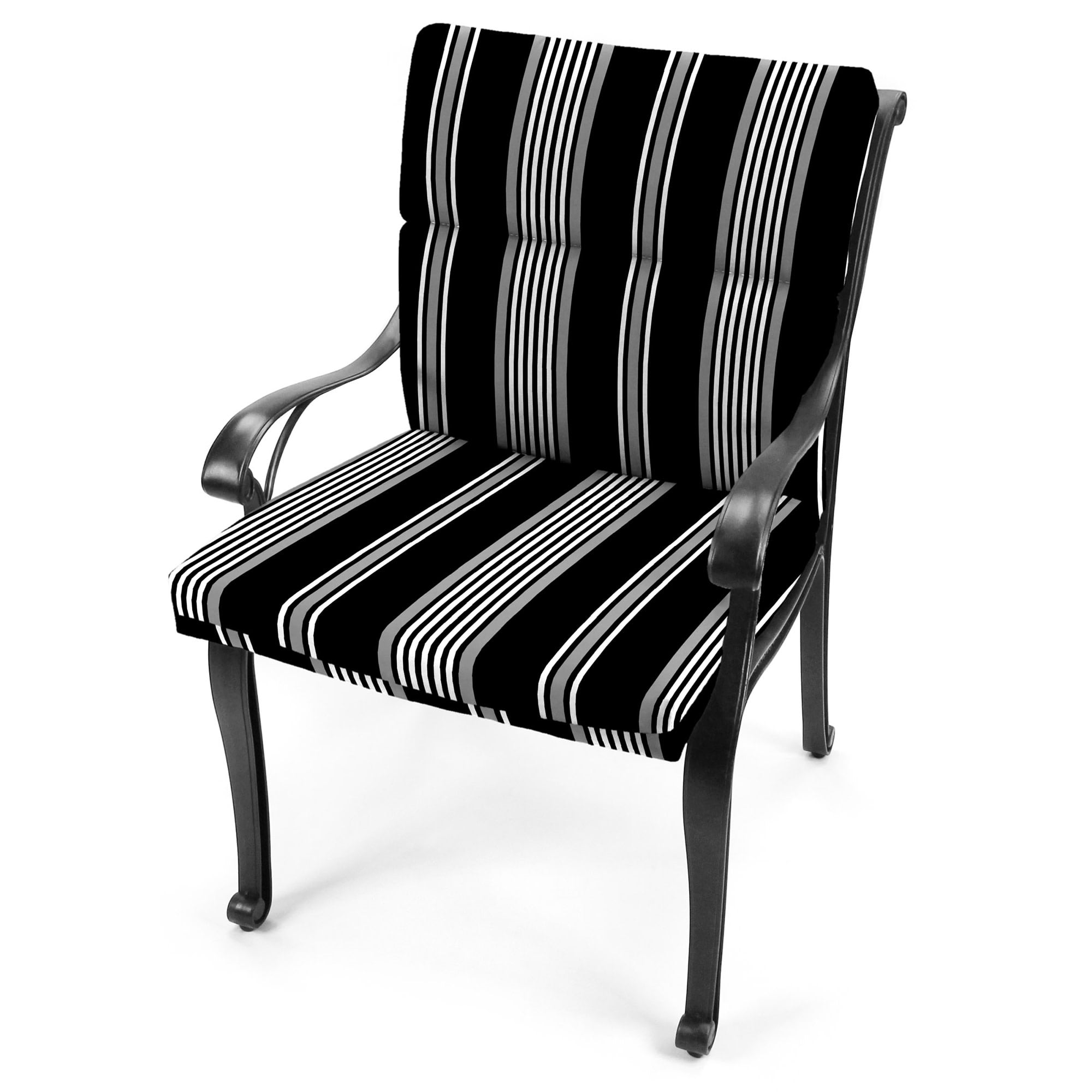 Jordan Manufacturing 44" x 22" Reeder Black Stripe Rectangular Outdoor Chair Cushion with Ties and Hanger Loop