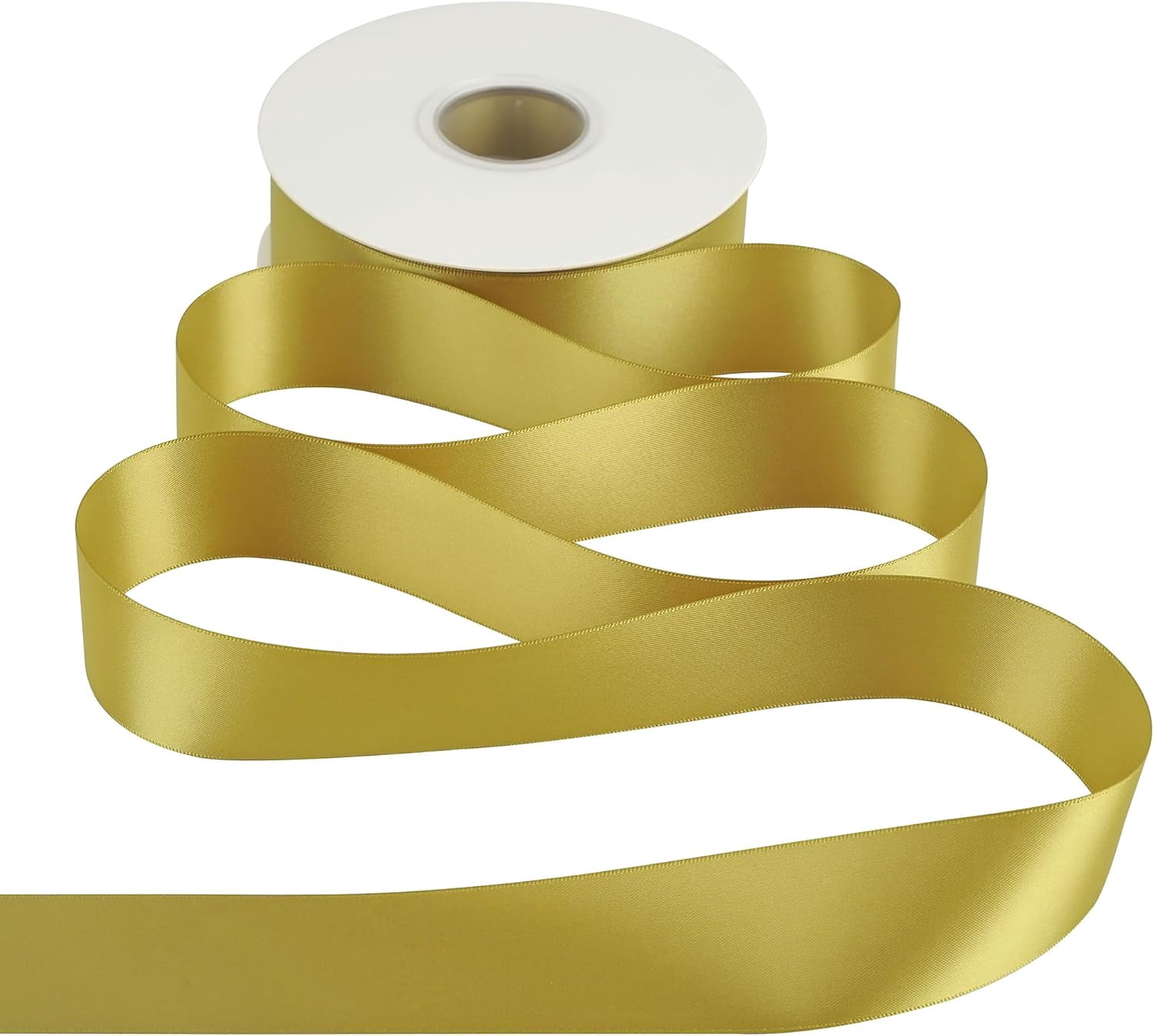 Gold Satin Ribbon 1-1/2 inch x 50 Yards Dijon Gold Double-Faced Satin Ribbon for Gift Wrapping, Bows, Flower Bouquet, Crafts, Bridal Shower Wedding Decor, Christmas Tree