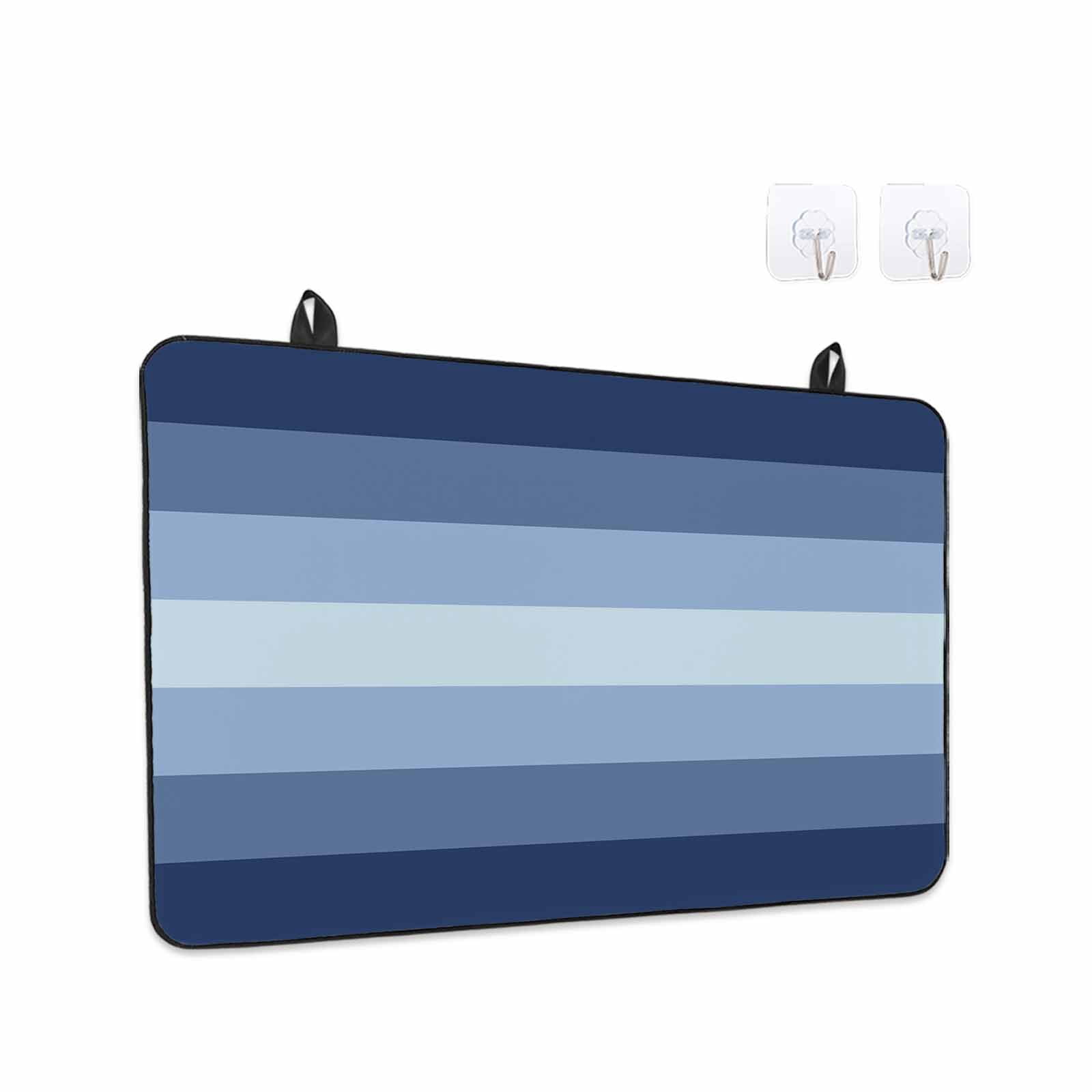 Navy Blue Ombre Stove Top Cover for Electric Stove, Heat-proof & Non Slip Glass Top Stove Cover Protector, Gradient Navy Blue Woods Farmhouse Kitchen Flat Cooktop Rubber Mat 36x21 Inches