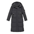 thumbnail image 3 of Women Fashion Hooded Over The Knee Padded Jacket Long Loose Thick Padded Jacket Warm Winter Jackets Women Coats for plus Size Women Womens Long Winter Coat Hoods for Jackets Girls Thickened down, 3 of 4