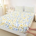 thumbnail image 3 of Homewish Adults Female Men Chic Floral Flowers Full Size Sheets 4-Piece,Retro Vintage Aesthetic Breathable Bed Sheets,Blue Yellow Blossoms Lightweight Sheet Sets,Microfiber Bedroom Decor, 3 of 7