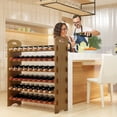 thumbnail image 4 of Bambloom Bamboo Wine Rack, Sturdy and Durable Wine Storage Cabinet Shelf, Wine Racks Countertop for Pantry,Kitchen,6-Tier 54 Bottles Wine Rack ，Dark Brown, 4 of 6
