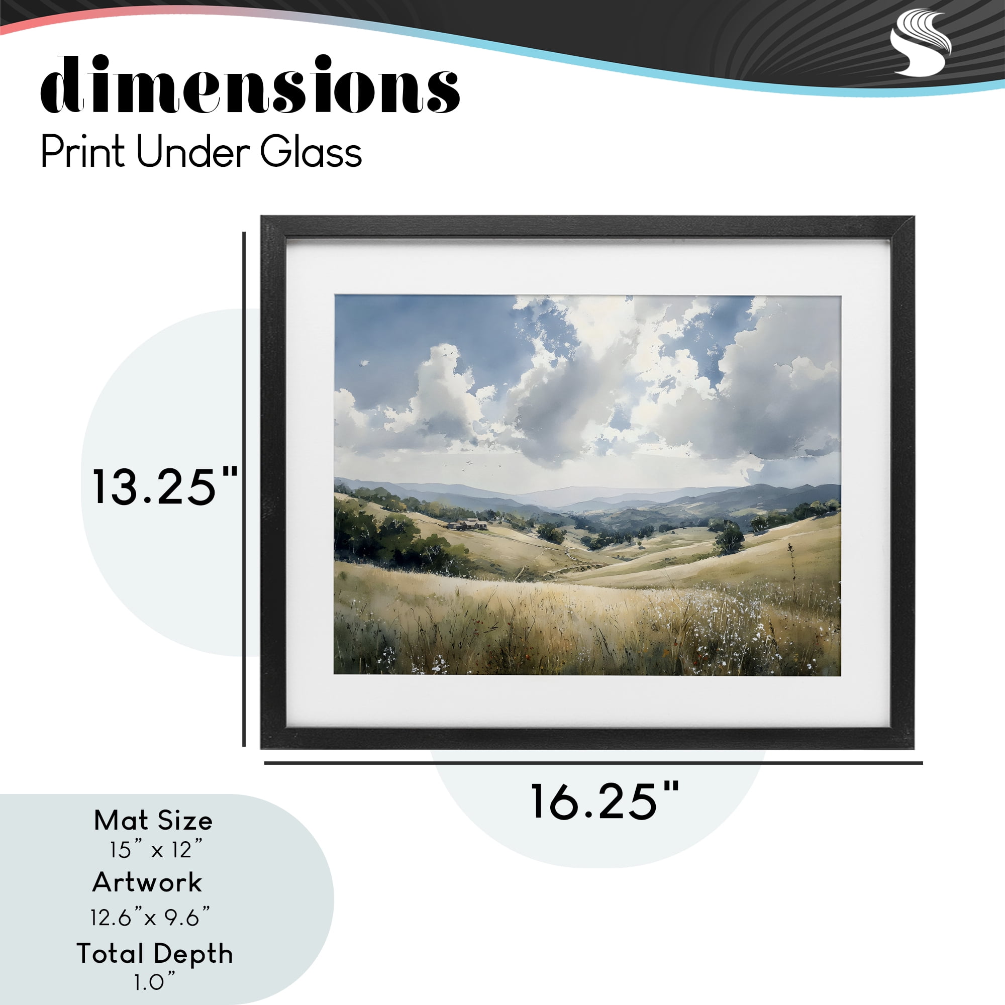 Stupell Industries Distant Hill House in Meadow Black Framed Print Under Glass, design by Franklyn Gregory