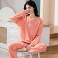 thumbnail image 3 of Conjuntos de pijama de poliéster para mujer, ropa de dormir de dibujos animados a cuadros, ropa de dormir larga para el hogar, traje informal de talla grande 5XL, primavera y otoño, 3 of 4