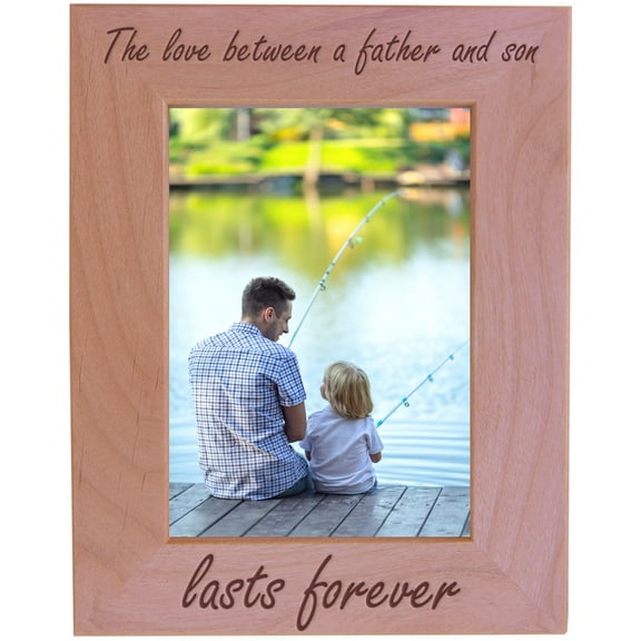 CustomGiftsNow The Love Between A Father And Son Lasts Forever - Wood Picture Frame - Fits 5x7 Inch Picture (Vertical)
