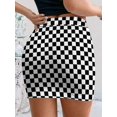 thumbnail image 2 of Womens Multicolor Checkered Bodycon Mini Skirt - Streetwear Casual Style, 2 of 3