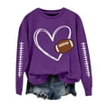 thumbnail image 2 of BODOAO Football Sweatshirts for Women Game Day Merch Graphic Print Pullover Shirts Long Sleeve Crewneck Fall Fashion Tops Mom Sweatshirt Heart Printed 2025 Pullover Tops Purple M, 2 of 4