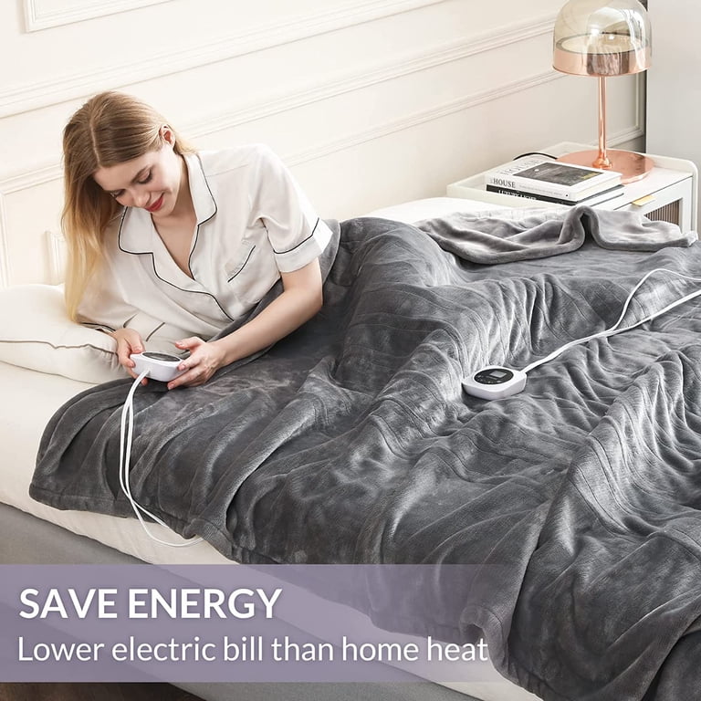 Electric Blanket Queen Size Dual Control, Heated Blanket with 1-12H Timer  Auto-Off u0026 10 Heating Levels, Fast Heating Blanket Machine Washable, Home  Office Use ETL Certified, Grey (84x90) - Walmart.com