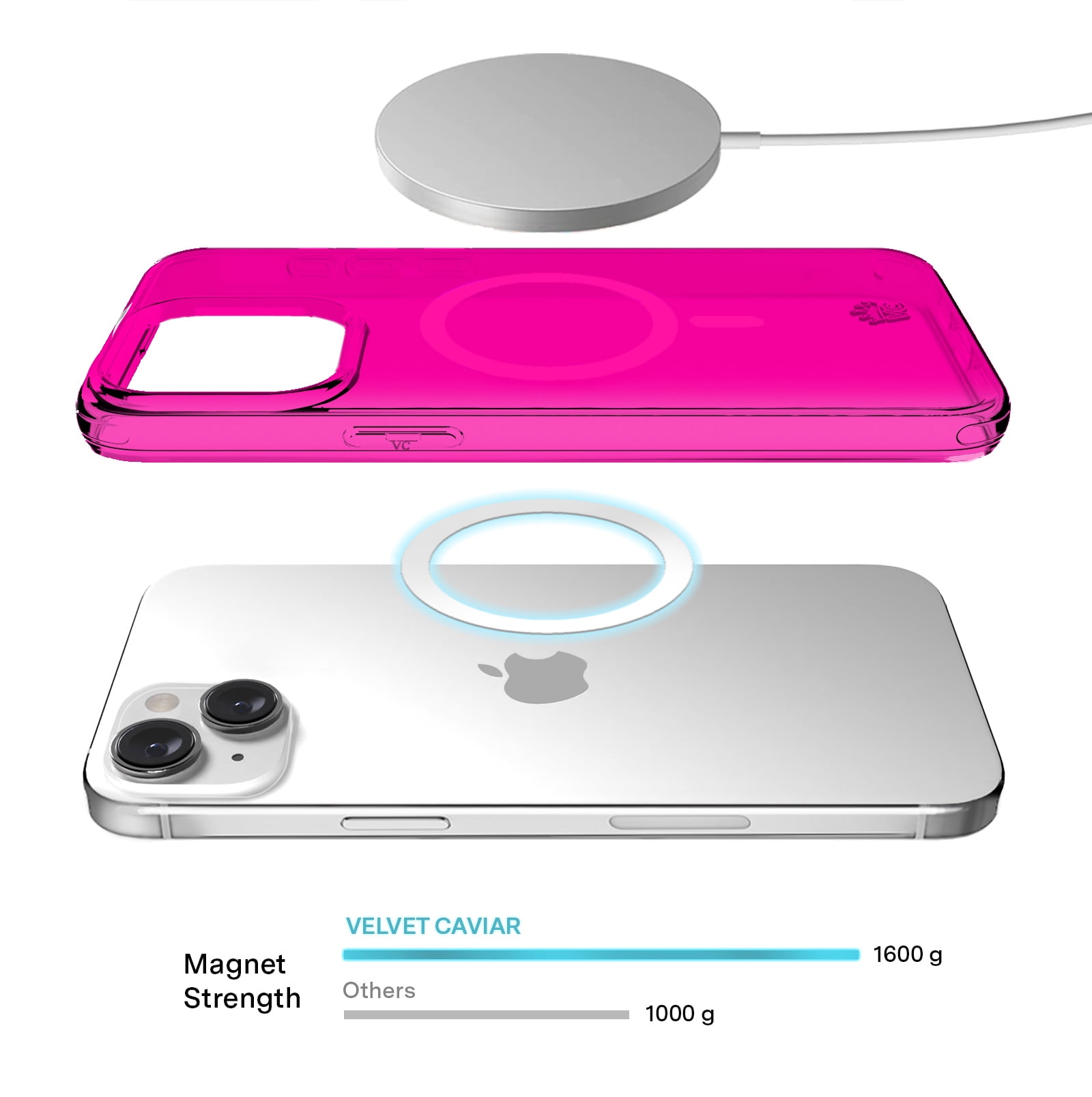 VELVET CAVIAR Neon Pink iPhone 15 Case - Compatible with MagSafe - Cute Clear Protective Phone Cases for Women