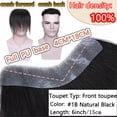 thumbnail image 6 of HAIRRO Men's Forehead Hairline Toupee Black Hair for Frontal 100% Human Hair V-Shape Topper Invisible Hairline front Skin PU Back Man Hairpieces Front Hair Topper for Receding Replacement Systems, 6 of 10