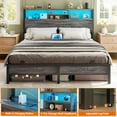 thumbnail image 7 of Homieasy Headboard for Full Size Bed with Storage, Headboards with Outlets, USB Ports and LED Light, King Size Head Board Only, Height Adjustable, Reversible, Sturdy and Stable Headboard, Black Oak, 7 of 7