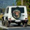 thumbnail image 2 of Yuyamidu Highland Cow Spare Tire Cover Green Leaf Wheel Protectors St. Patrick's Day Tough Tire Cover Universal Tyre Covers for RV Camper Travel Trailer SUV Truck, 2 of 5